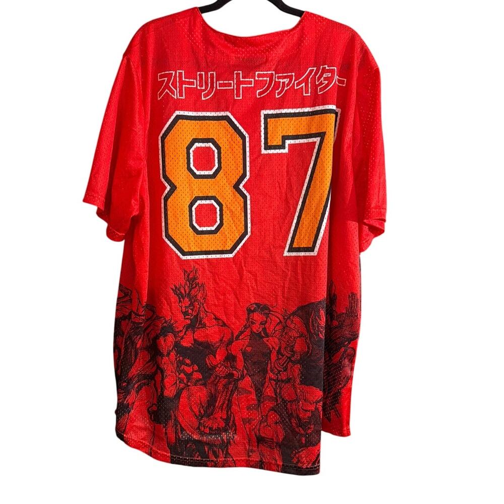 Street Fighter Big Men's Red & Black Graphic Button Up Baseball Jersey Sz 4X New - Picture 2 of 9